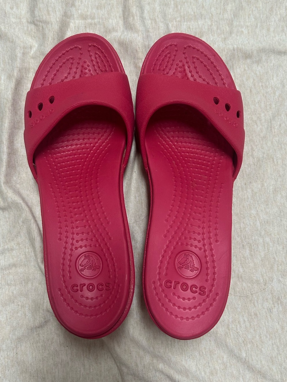 Crocs Wedge Heel Slide Sandals Raspberry Pink Barbiecore Kadee Colorful Vibrant